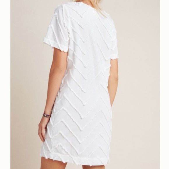 Marcelle Textured Shift White Dress, Petite Medium - Picture 3 of 6